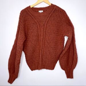 NWOT Nordstrom Love Fire Blouson Balloon Sleeves Sweater Marsala Large !